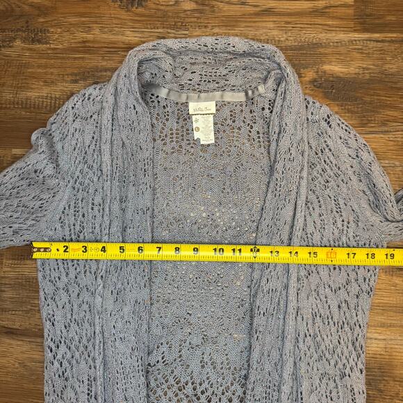Matilda Jane gray open-knit cardigan sweater Pixie Dust Secret Fields Size LARGE - Picture 6 of 7